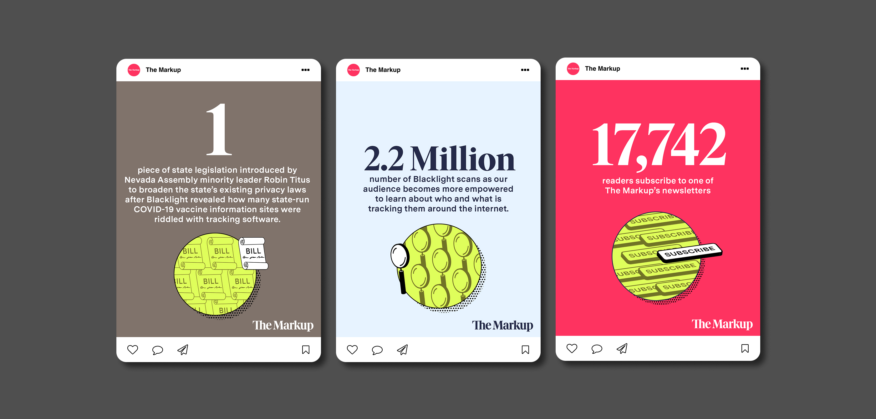Three Instagram posts of fundraising graphics